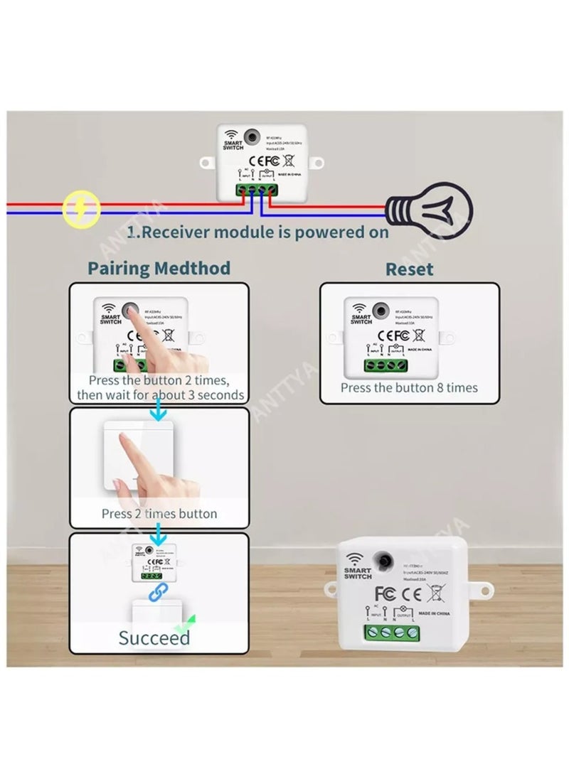 Generic Touch Light Switch Wireless Remote Control 433MHz AC 85V-250V 10A Receiver 86 Wall Panel For Smart Home Ceiling Lamp LED  - Image 5