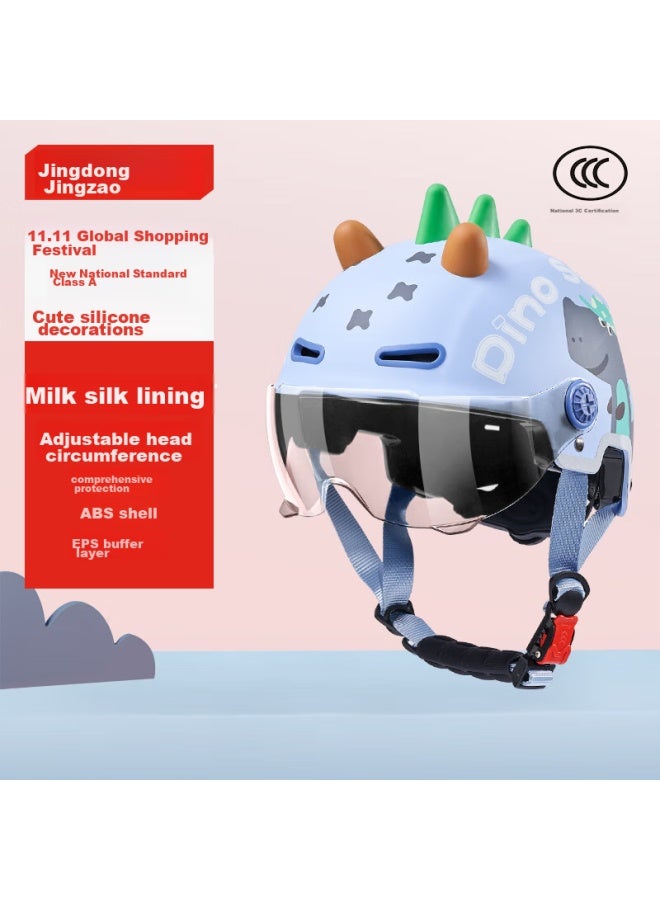 JD.com Jd Jingzao Children's Electric Bike Helmet, Upgraded Version With New National Standard A-class 3c Certification, Thickened Cushioning Layer, Electric Scooter Dinosaur Style, 53-55cm - Image 1