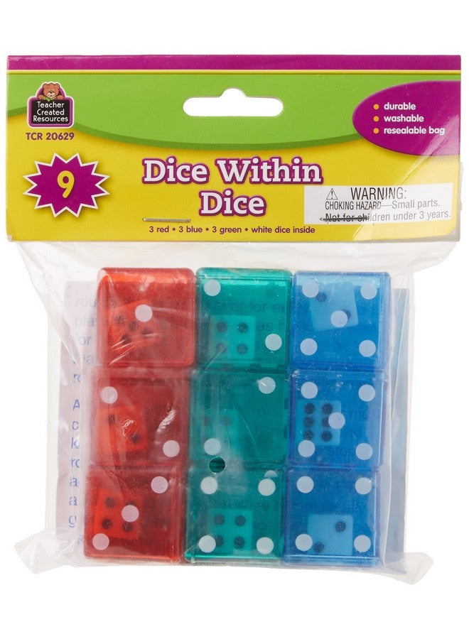 Teacher Created Resources® Dice Within Dice, Pack of 9,Red, Green, Blue, White, 1" - Image 2