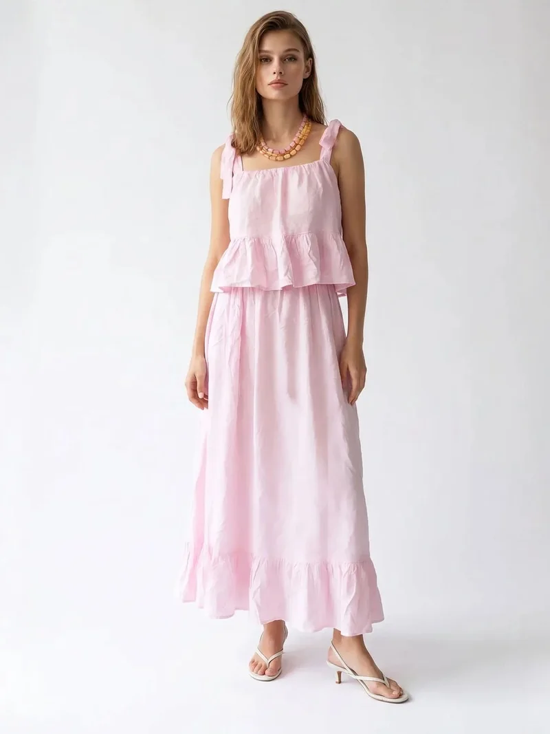 MIXRAY Women's Sleeveless A-line Midi Dress