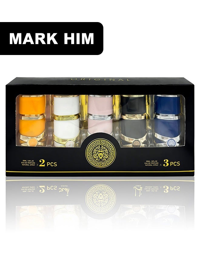 MARK HIM Luxury Arabian Unisex Perfume Gift Set 5x30ml, Long Lasting Arabic Eau de Parfum Variety Pack for Men Women - Image 1