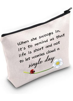 JXGZSO JXGZSO Good Luck Ladybug Makeup Bag With Zipper Gifts For Women When She Swoops In It's To Remind Us Not To Let Worries Cloud A Single Day Cosmetic Bag (Ladybug) 