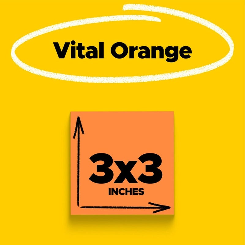 Post-it Super Sticky Notes, 5 Sticky Note Pads, 3 x 3 in., School Supplies, Office Products, Sticky Notes for Vertical Surfaces, Monitors, Walls and Windows, Vital Orange - Image 3
