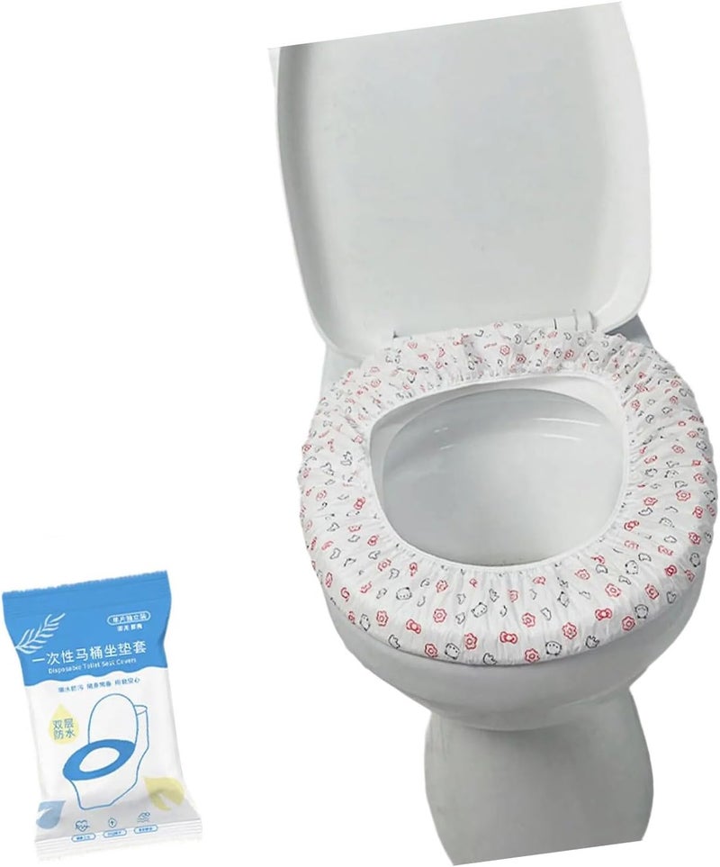 Double Layer Printed Toilet Seat Covers 100 Pack Thickened Nonwoven Fabric For Travel And Public Restrooms - Image 1