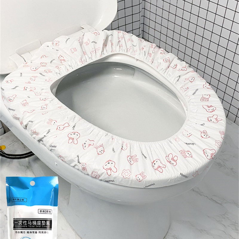 Double Layer Printed Toilet Seat Covers 100 Pack Thickened Nonwoven Fabric For Travel And Public Restrooms - Image 4