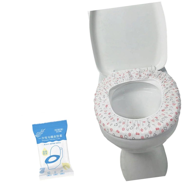 Double Layer Printed Toilet Seat Covers 100 Pack Thickened Nonwoven Fabric For Travel And Public Restrooms - Image 2