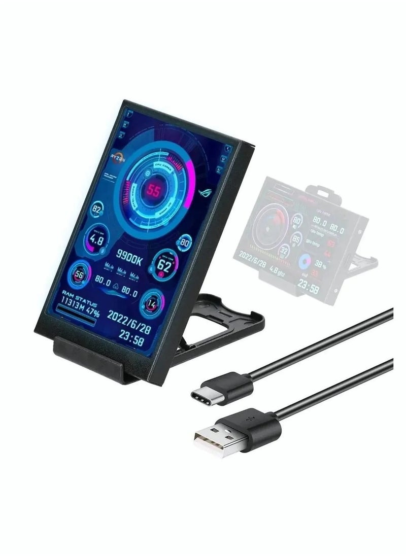 فورتي - شاشة الكمبيوتر 3.5 بوصة IPS USB شاشة صغيرة وحدة المعالجة المركزية RAM HDD عرض درجة حرارة البيانات 360 درجة شاشة من النوع C لحالة الكمبيوتر - Image 1