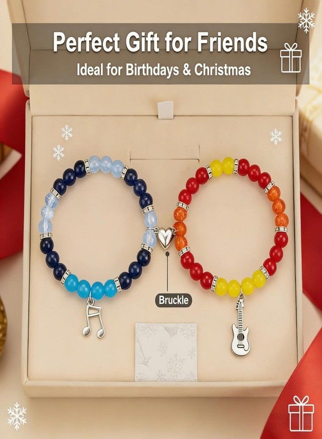 SAVITO Matching Bracelets for Couples, Rumi Jinu Friendship Bracelet with Heart Buckle, Korean pop Musical Symbol Beaded Stretch Bracelets, Christmas Valentine's Day Jewelry Gift for Couple Best Friend - Image 5