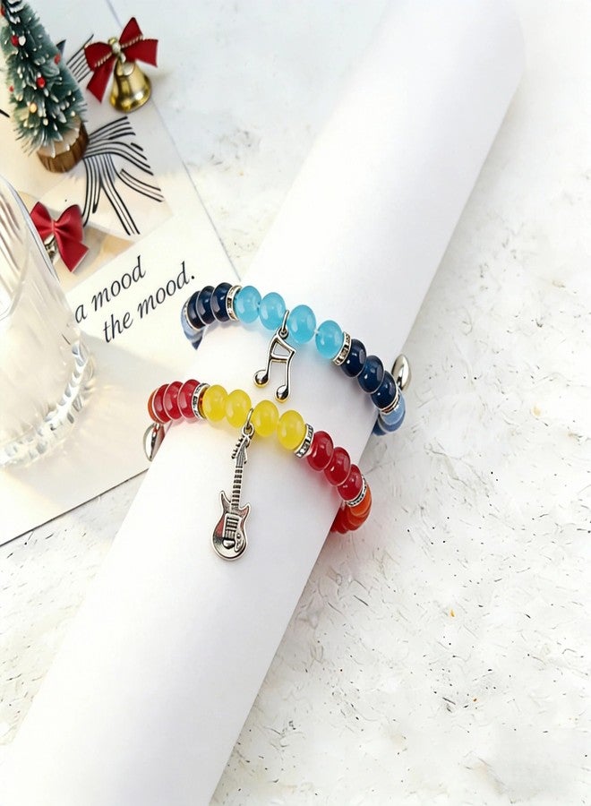 SAVITO Matching Bracelets for Couples, Rumi Jinu Friendship Bracelet with Heart Buckle, Korean pop Musical Symbol Beaded Stretch Bracelets, Christmas Valentine's Day Jewelry Gift for Couple Best Friend - Image 4