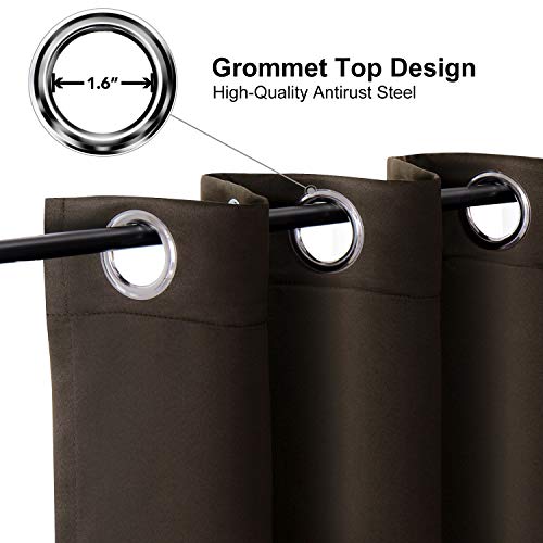 ChrisDowa Grommet Blackout Curtains for Bedroom and Living Room - 2 Panels Set Thermal Insulated Room Darkening Curtains (Brown, 42W x 63L) - Image 2