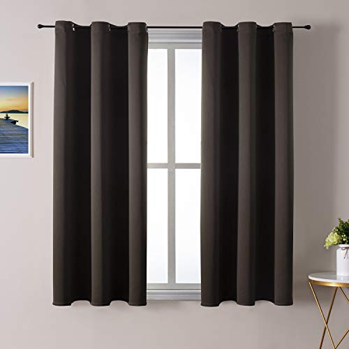 ChrisDowa Grommet Blackout Curtains for Bedroom and Living Room - 2 Panels Set Thermal Insulated Room Darkening Curtains (Brown, 42W x 63L) - Image 1