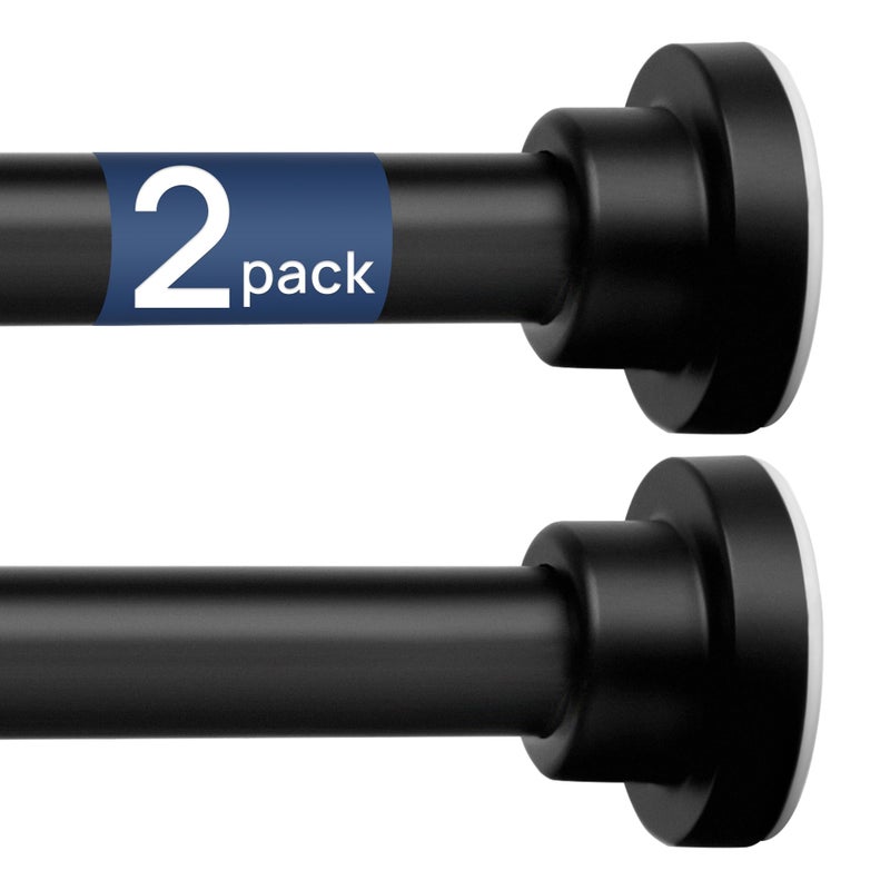 ENJOYBASICS Adjustable Spring Tension Curtain Rods 32 to 78 Inches, Stainless Steel Matte Black Shower Rod No Drilling for Window, Bathroom, Closet, Room Divider, 7/8" Diameter, 2 Pack - Image 1