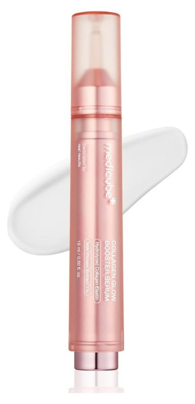 Medicube سيروم حليب كولاجين جلو بوستر - لفة وانقر - إشراقة وترطيب مع النياسيناميد، مستخلص بروتين الحليب، كولاجين مهدرج - يضيء ويشد البشرة - العناية بالبشرة الكورية، 0.50 أونصة سائلة - Image 1