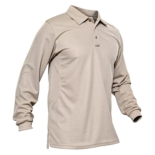 MAGCOMSEN Polo Shirts for Men Long Sleeve Military Shirt Outdoor Polo Shirt Golf Polo Shirt Quick Dry Shirt Men Casual Shirt Khaki - Image 1