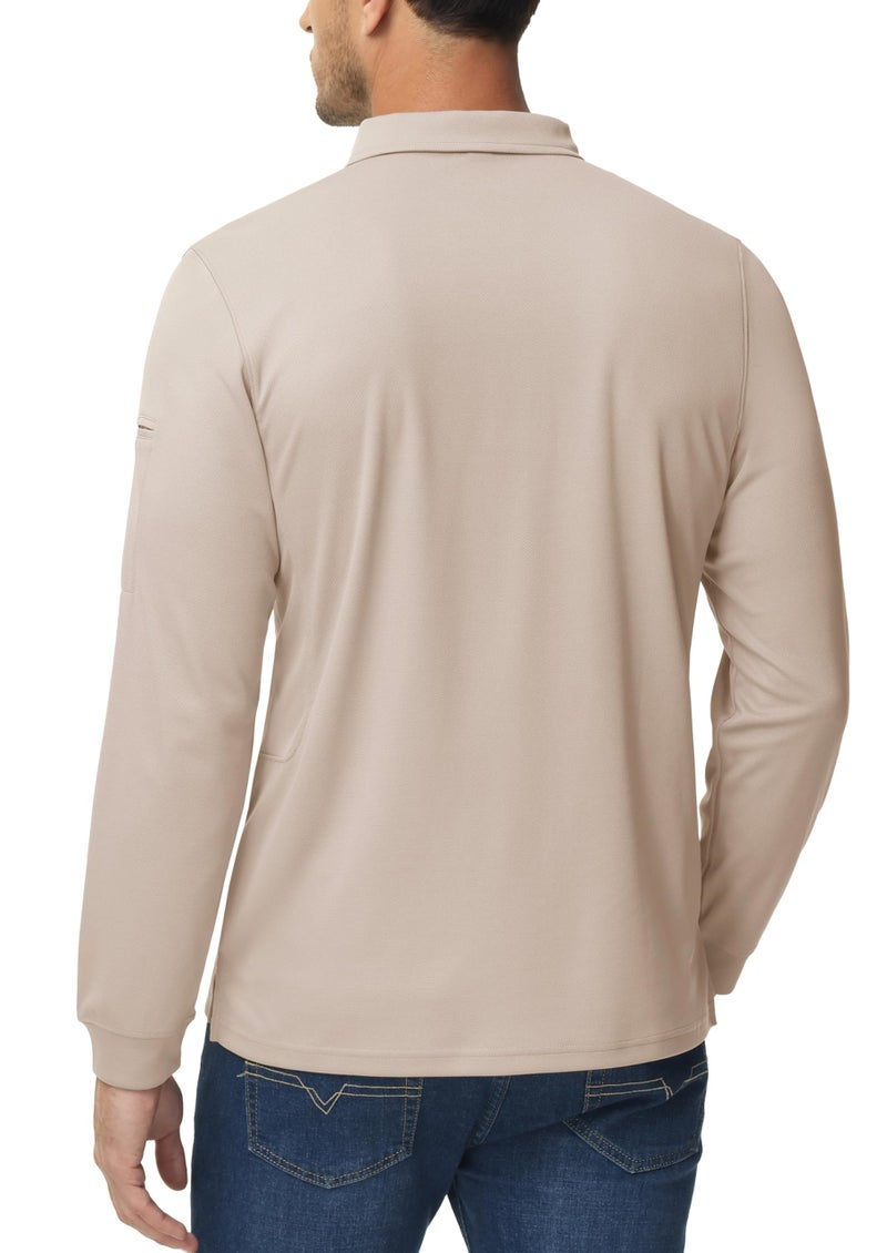 MAGCOMSEN Polo Shirts for Men Long Sleeve Military Shirt Outdoor Polo Shirt Golf Polo Shirt Quick Dry Shirt Men Casual Shirt Khaki - Image 5