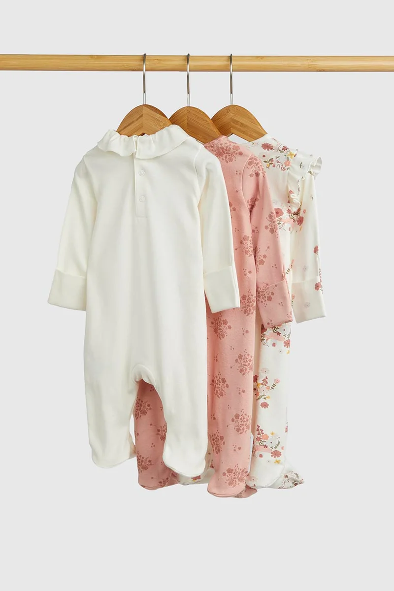 mothercare Autumn Mouse All-in-Ones - 3 Pack