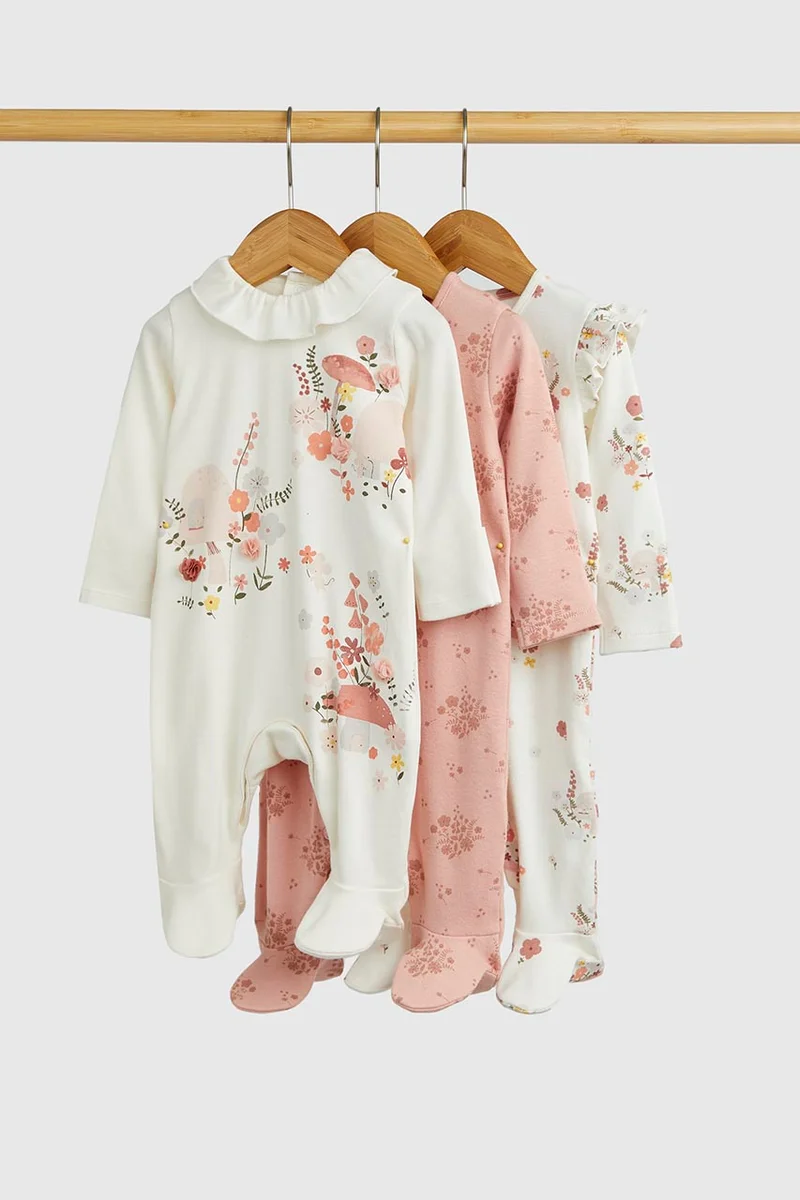 mothercare Autumn Mouse All-in-Ones - 3 Pack