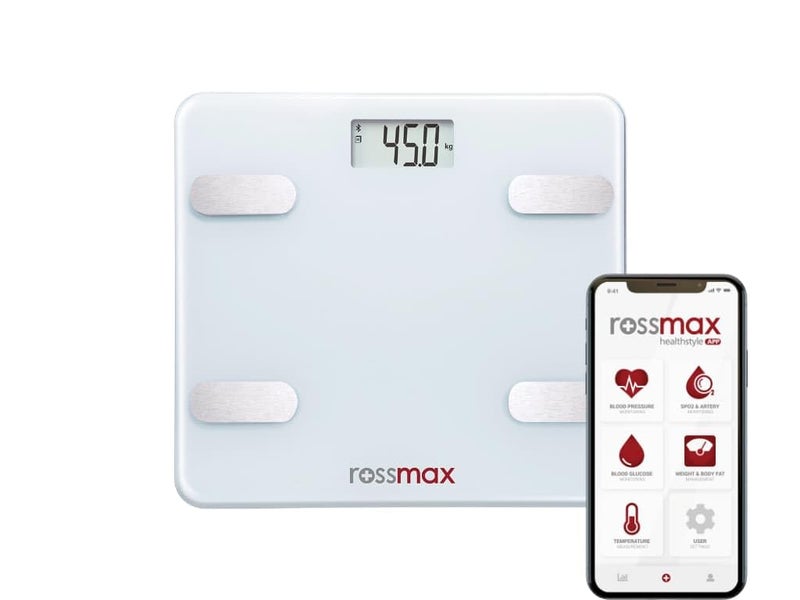 Rossmax WF262BT Swiss Design Smart Body Fat Monitor Scale - Bluetooth Digital BMI Weight Scale with Body Fat Analyzer & Composition Monitor - App-Enabled Body Weight Scale - Image 3