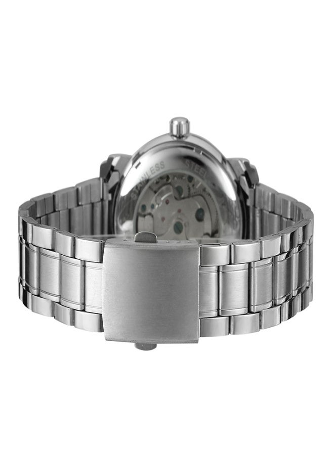 وينر ساعة يد رجالية ميكانيكية أنيقة وعصرية، مزودة بسوار من الجلد والفولاذ المقاوم للصدأ، مقاومة للماء حتى عمق 30 مترًا، تعمل بنظام التعبئة الذاتية. - Image 3