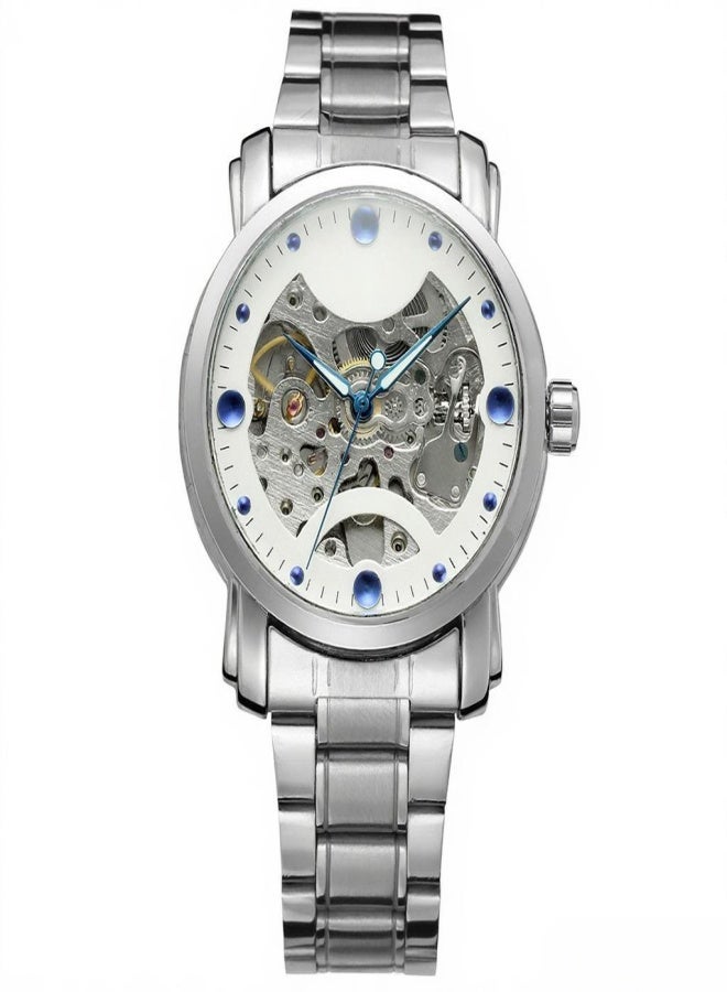 وينر ساعة يد رجالية ميكانيكية أنيقة وعصرية، مزودة بسوار من الجلد والفولاذ المقاوم للصدأ، مقاومة للماء حتى عمق 30 مترًا، تعمل بنظام التعبئة الذاتية. - Image 1