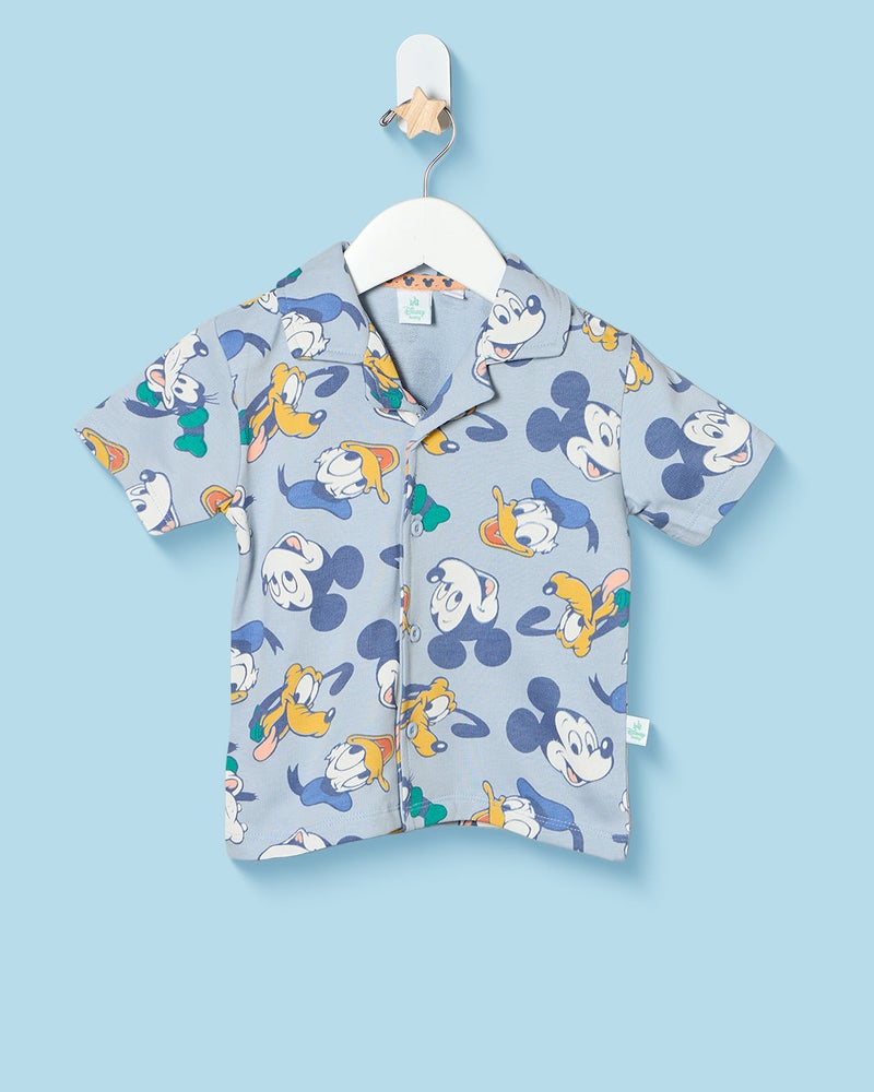 REDTAG Infant Boys Blue Mickey Mouse Print Pyjama Set - Image 2