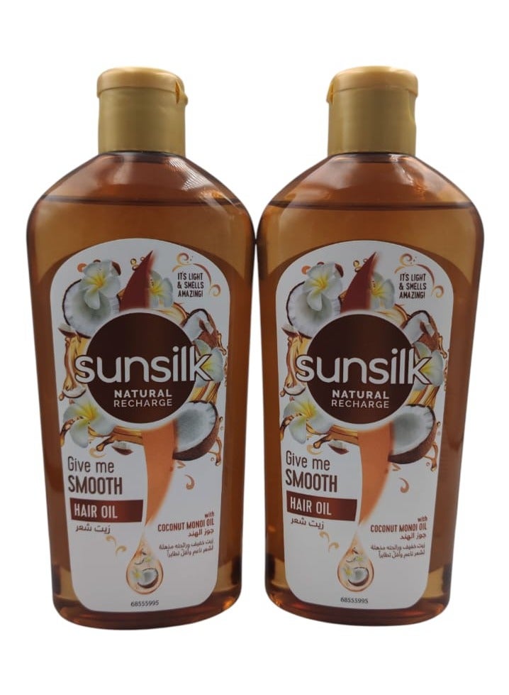 Sunsilk oil for soft hair with coconut extract - 250 ml (two bottles)