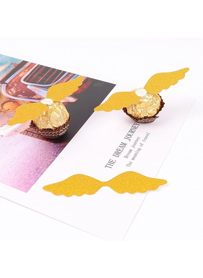 Urit 50 Pcs Chocolate Topper, Wings Shape Party Decoration, for Birthday Wedding Celebration (Gold)  - Image 3