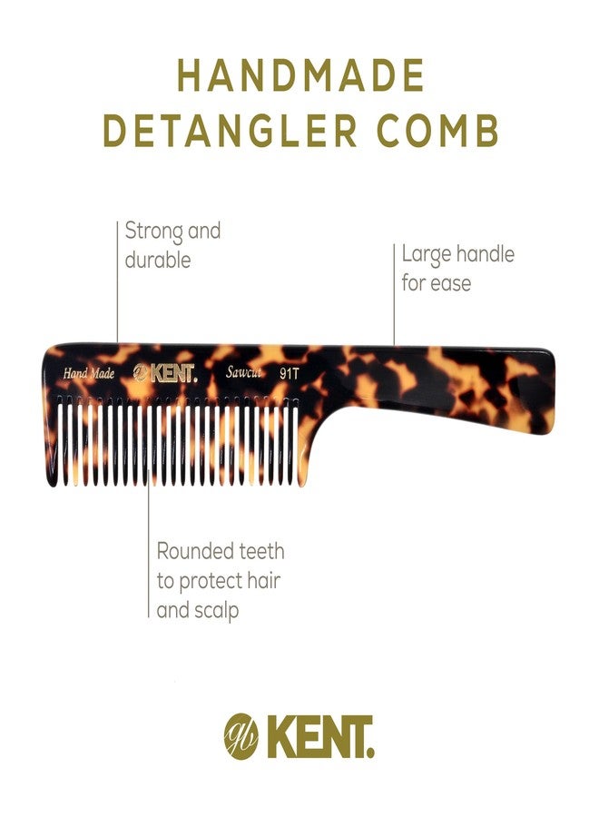 Kent 91TY Wide Tooth Detangler Hair Comb for Women and Men - for Curly and Wavy Hair - and Wet Hair Comb, Large Handle Wide Tooth Shower Comb for Effective Detangling, Saw-Cut Handmade and Polished - Image 4