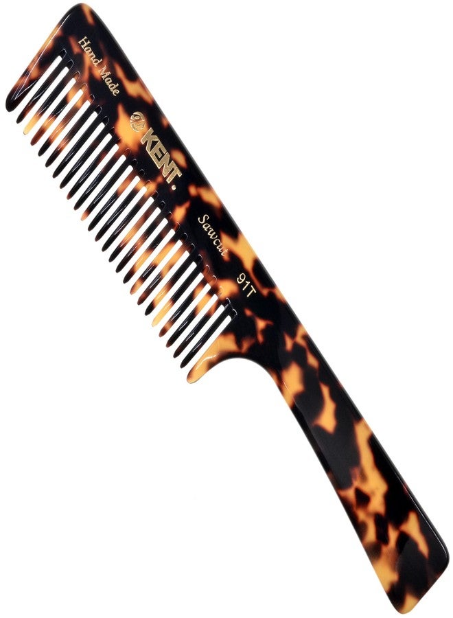 Kent 91TY Wide Tooth Detangler Hair Comb for Women and Men - for Curly and Wavy Hair - and Wet Hair Comb, Large Handle Wide Tooth Shower Comb for Effective Detangling, Saw-Cut Handmade and Polished - Image 1