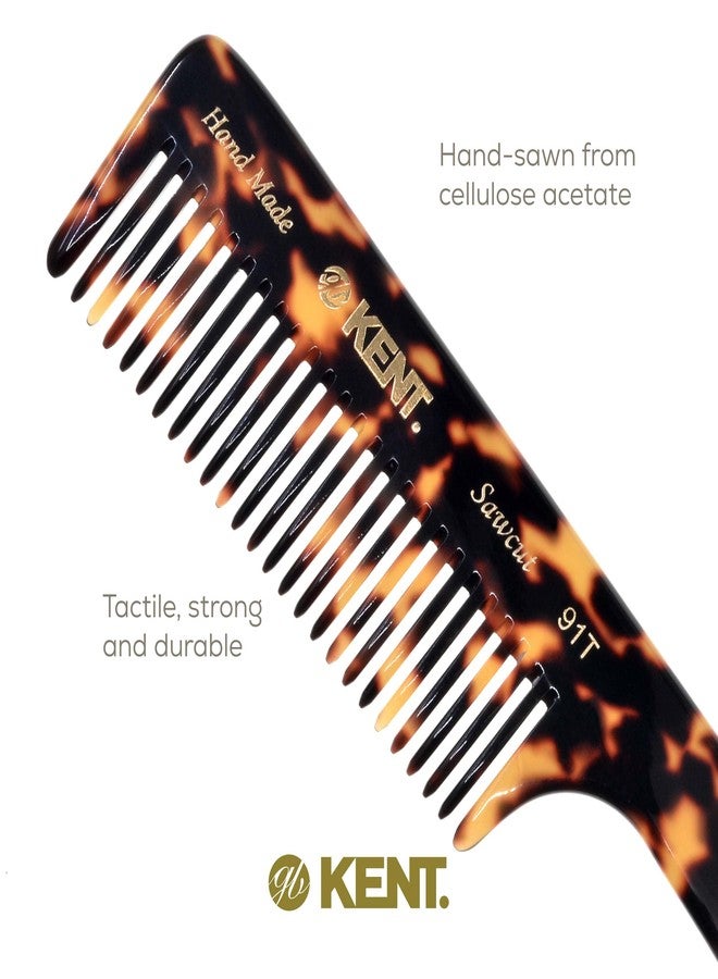 Kent 91TY Wide Tooth Detangler Hair Comb for Women and Men - for Curly and Wavy Hair - and Wet Hair Comb, Large Handle Wide Tooth Shower Comb for Effective Detangling, Saw-Cut Handmade and Polished - Image 5