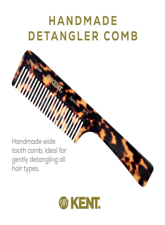 Kent 91TY Wide Tooth Detangler Hair Comb for Women and Men - for Curly and Wavy Hair - and Wet Hair Comb, Large Handle Wide Tooth Shower Comb for Effective Detangling, Saw-Cut Handmade and Polished - Image 3