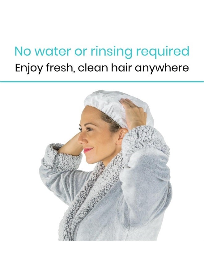 VIVE No Rinse Shampoo Cap (6 pcs) - Soft Shower Caps with Conditioner - Scentless Hair Wash and Care - Disposable, Waterless and Microwavable - Perfect for Post-Surgery, Elderly and Rehabilitation (Wh - Image 1