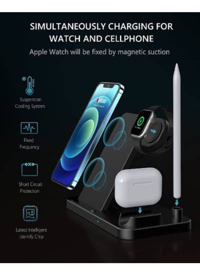 SHOPI - Wireless Charger 4-in-1 Wireless Charging Dock Station Fast Wireless Charger Stand - Image 1