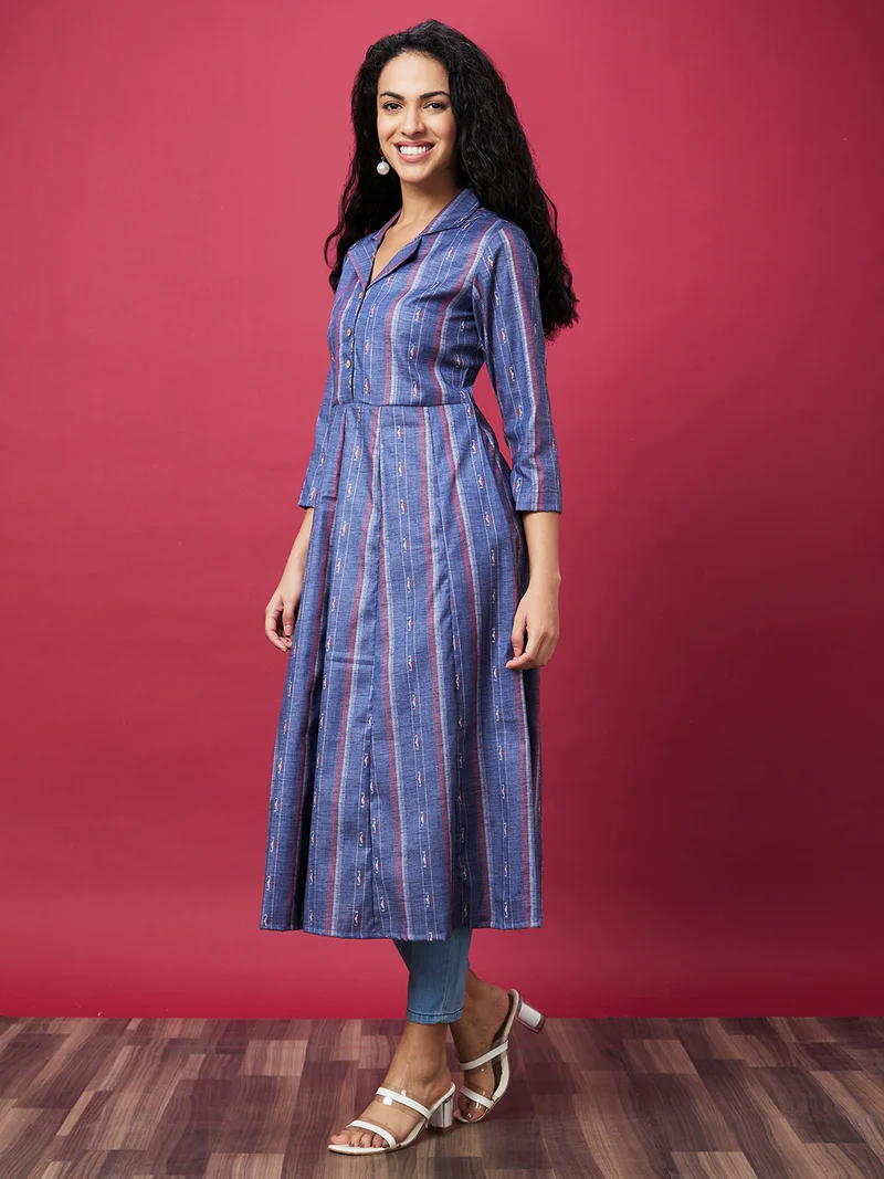 globus Women Striped A Line Kurta
