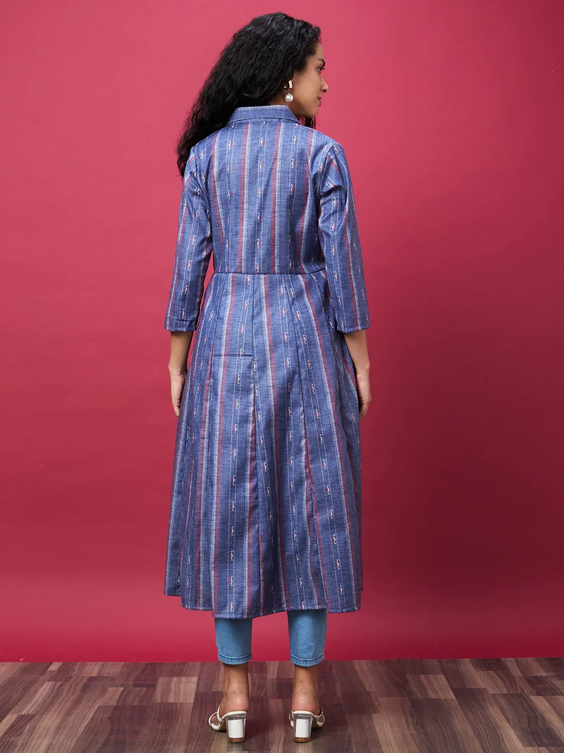 globus Women Striped A Line Kurta