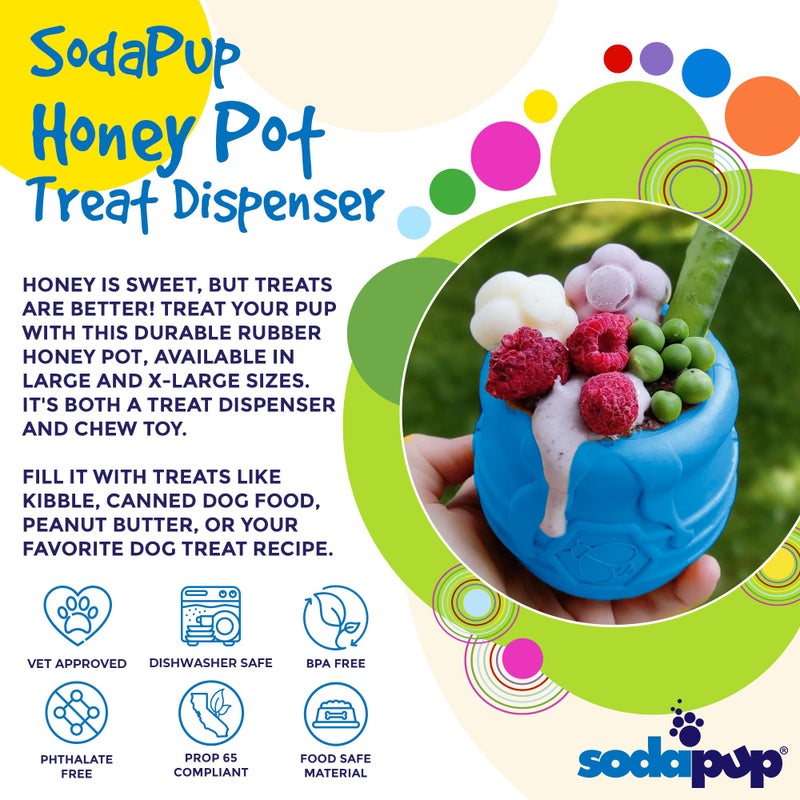 SodaPup Honey Pot â€“ Durable Dog Treat Dispenser & Enrichment Toy Made in USA from Non-Toxic, Pet Safe, Food Safe Natural Rubber Material for Mental Stimulation, Problem Chewing, Calming Nerves, & More - Image 3