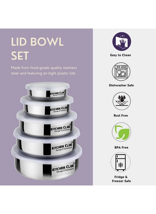 KITCHEN CLUE Stainless Steel Fridge Containers For Kitchen- Pack Of 5 Pcs Steel Storage Boxes With Airtight & Leak Proof Lids- Ideal For Serving & Storing, Blue-Violet - Image 4