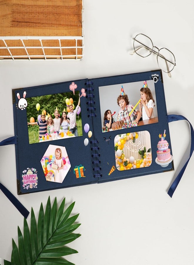 LOYAL BOOK Scrapbook (8 x 8 inch) Scrapbook Album 60 Pages Ideal for Your DIY Scrapbooking Albums Wedding and Anniversary Family Photo Album (dark blue) - Image 4