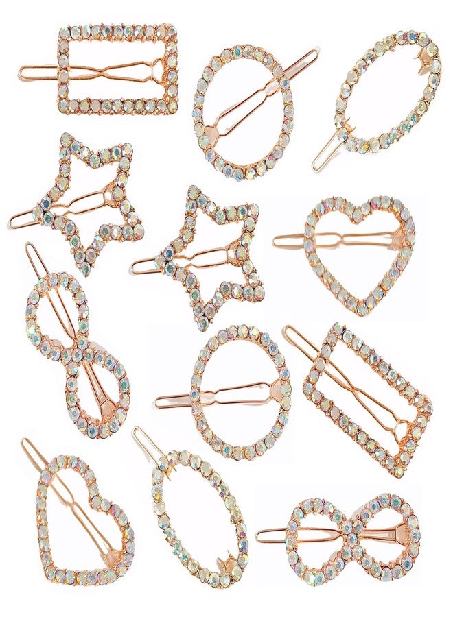 DealFry Korean Fashion Rhinestone Crystal Hair Clips for Women, geometric shape Snap Barrettes Women Girl Handmade studded diamond hairpin Headwear Accessories Styling Tool for Party Wedding (12 Pcs) - Image 1