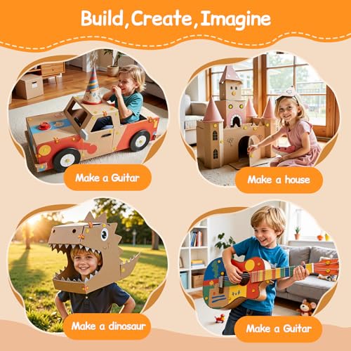 stochastic box Cardboard Construction Kit for Kids 150 Pcs Cardboard Cutter Safe Kids Tool Set for Todder with Storage BoxCreative Educational Toys Gift for Boys and Girls - Image 5