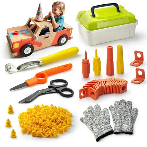 stochastic box Cardboard Construction Kit for Kids 150 Pcs Cardboard Cutter Safe Kids Tool Set for Todder with Storage BoxCreative Educational Toys Gift for Boys and Girls - Image 1