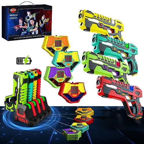 VATOS Rechargeable Laser Tag Guns Set Lazer Tag 4 Players with Receivers 24 GHz Data SYNC Display Laser Game Infrared Laser Tag Blaster Indoor Outdoor Toy Gift for Kids Ages 614 Boys Girls - Image 1