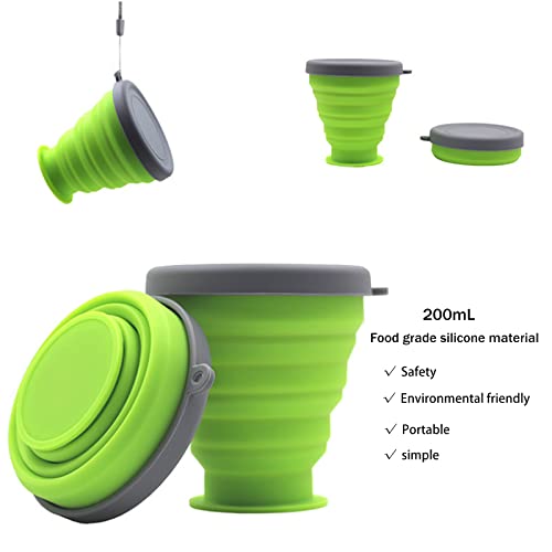 JIELUO Collapsible Silicone Cup - 6 Piece Collapsible Silicone cup with Lid, Expandable Drinking Glasses Set, Reusable cup, Suitable for Camping and Hiking - Image 3