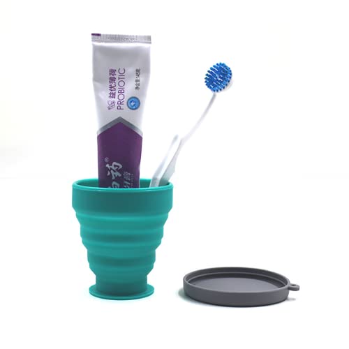 JIELUO Collapsible Silicone Cup - 6 Piece Collapsible Silicone cup with Lid, Expandable Drinking Glasses Set, Reusable cup, Suitable for Camping and Hiking - Image 4