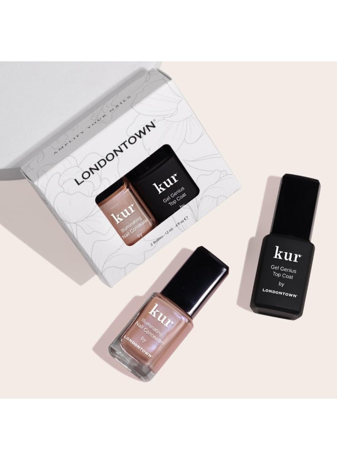 LONDONTOWN مجموعة LONDONTOWN kur Go Bare Nail Conceal Go Duo تتضمن جل خافي عيوب الأظافر المتألق Go Bare وطبقة الطلاء Gel Genius 2 قطعة 04 أونصة سائلة - Image 4