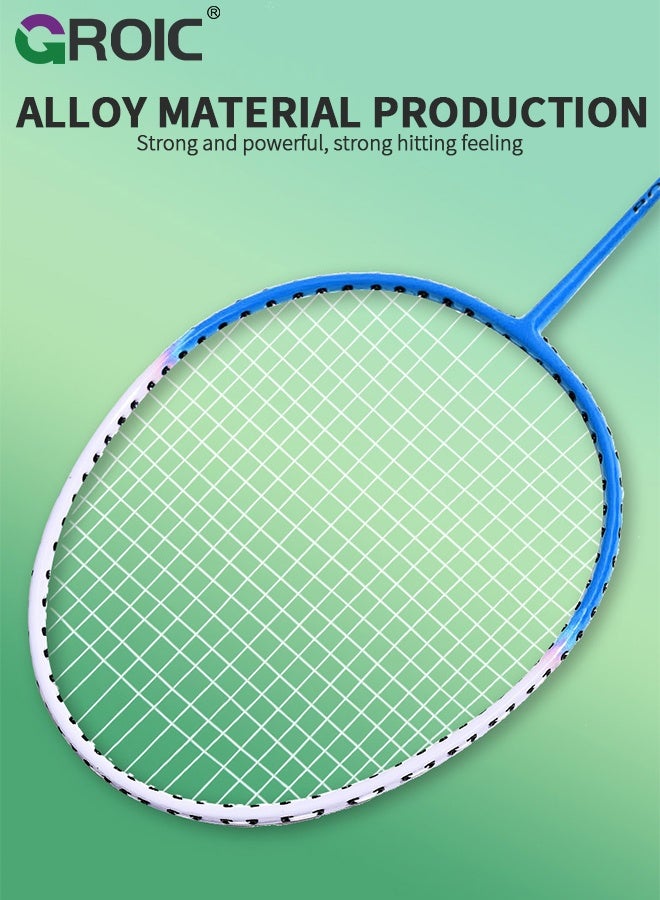 GROIC مجموعة مضارب كرة الريشة مع 2 مضارب، 3 كرات ريشة، 1 شبكة كرة ريشة، 2 قبضة مضرب، و 1 حقيبة كرة ريشة، مضرب كرة ريشة للاعبين 2، مضارب كرة ريشة - Image 4
