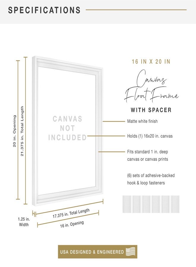 أم سي أس إطار MCS Canvas Float Frames مقاس 16x20، إطار أبيض للوحات القماشية الجاهزة، تعليق جداري رأسي وأفقي كبير مع لاصق للوحات القماشية (عبوة واحدة) - Image 3