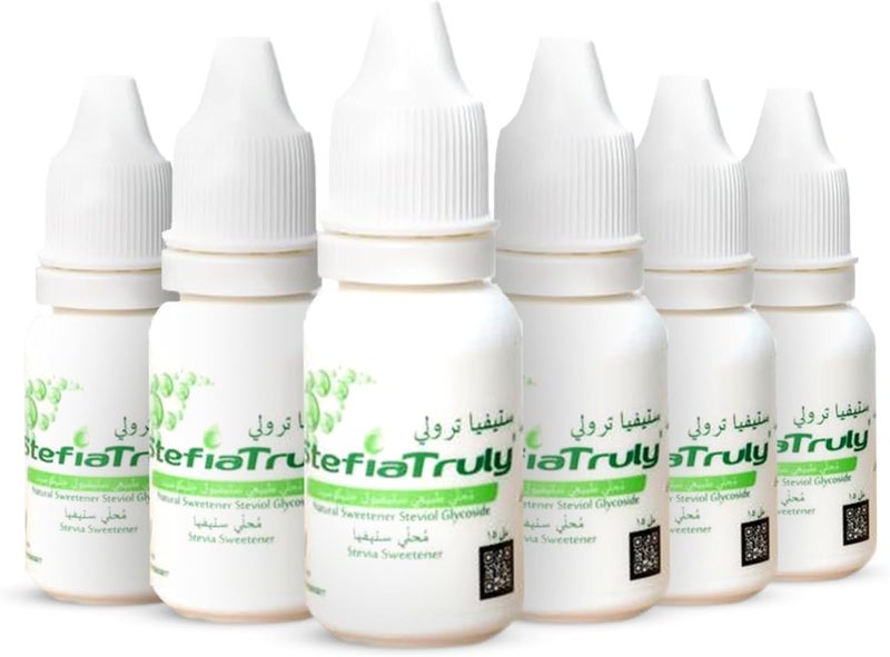 StefiaTruly Natural Sweetener Drops, Zero Calories, Sugar-Free, 100% Pure, Up to 400 Drops Per Bottle, Pack of 6 - Image 1