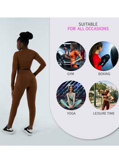 Bernessi Turkiye Nylon Sports Leggings for Women High Waisted Ladies Workout Running Fitness Yoga Gym Pants with Tummy Control Textured Brown Brunette  - Image 4