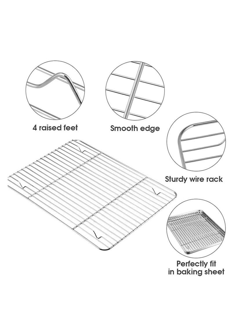 Y&D Baking Sheet Nonstick Pans with Rack Set 1 Sheets+1 Stainless Steel Cookie Pan Cooling for Oven 16" x 12" 1" Tray Non-Toxic Heavy Duty Easy Clean  - Image 3
